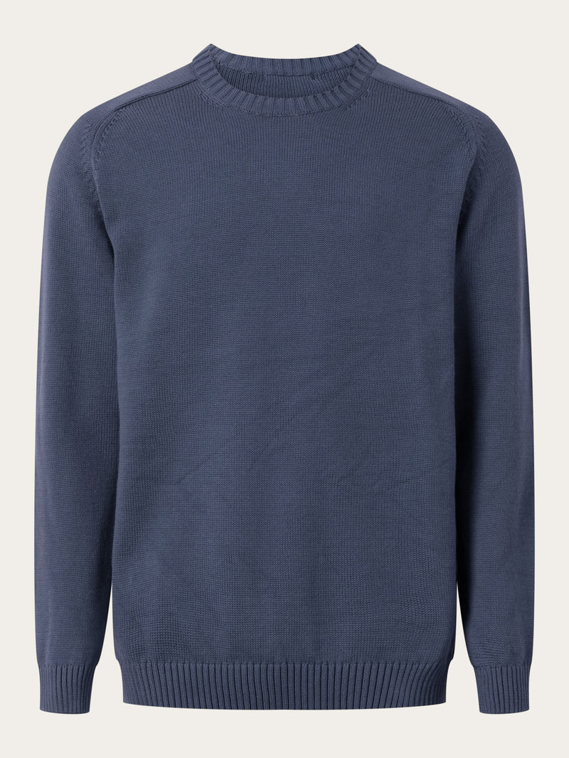 KnowledgeCotton Apparel - MEN Plain knitted crew neck Knits 1226 Vintage Indigo