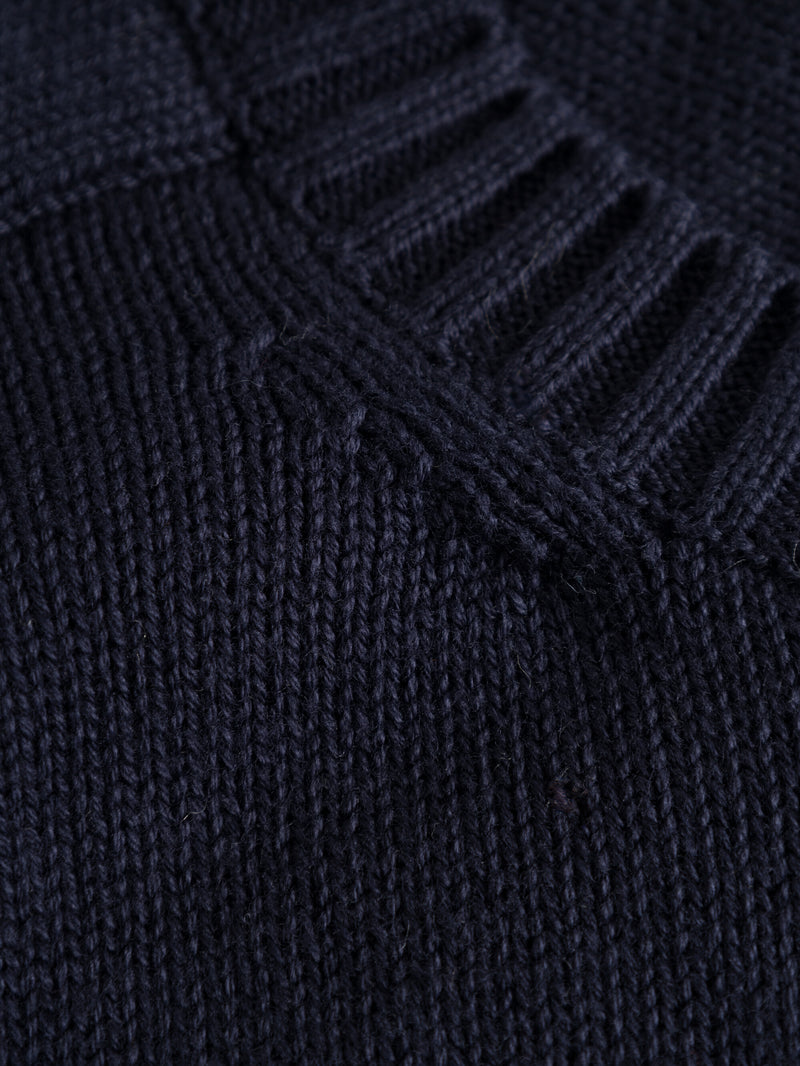 KnowledgeCotton Apparel - MEN Plain knitted crew neck Knits 1412 Night Sky