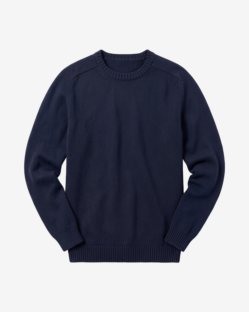 KnowledgeCotton Apparel - MEN Plain knitted crew neck Knits 1412 Night Sky