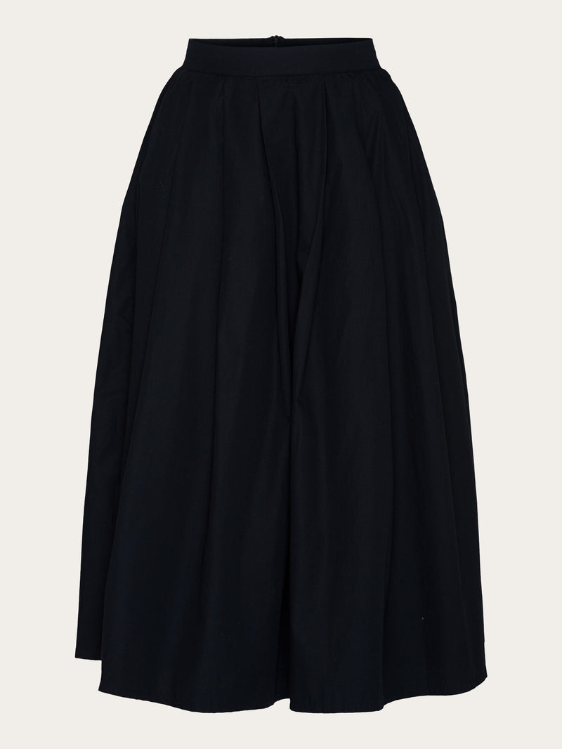 KnowledgeCotton Apparel - WMN Poplin pleated mid-length skirt Skirts 1300 Black Jet