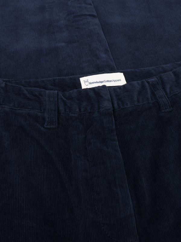 KnowledgeCotton Apparel - WMN Posey wide corduroy pant Pants 1412 Night Sky