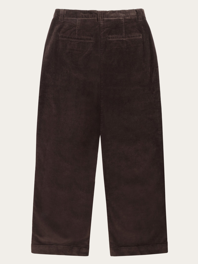 KnowledgeCotton Apparel - WMN Posey wide corduroy pant Pants 1487 Chocolate Torte