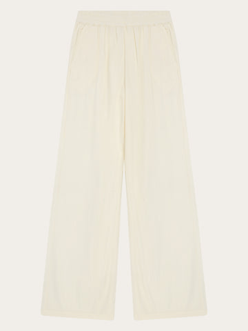 KnowledgeCotton Apparel - WMN Posey wide seersucker pants Pants 1387 Egret