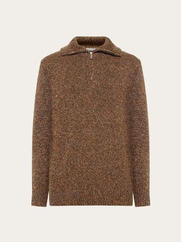 KnowledgeCotton Apparel - MEN Quater zip sweater Knits 5001 Green Multi