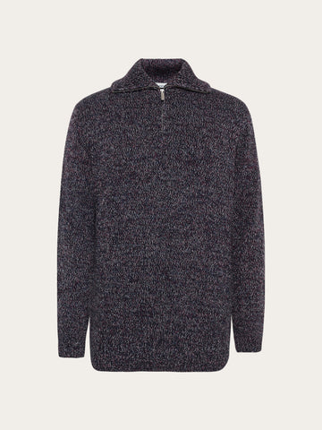 KnowledgeCotton Apparel - MEN Quater zip sweater Knits 5002 Blue Multi