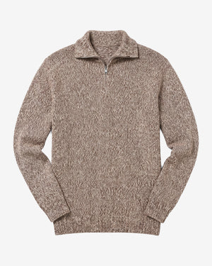 KnowledgeCotton Apparel - MEN Quater zip sweater Knits 5003 Brown multi