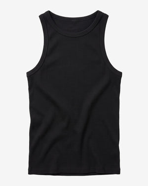 KnowledgeCotton Apparel - WMN Racer rib top T-shirts 1300 Black Jet
