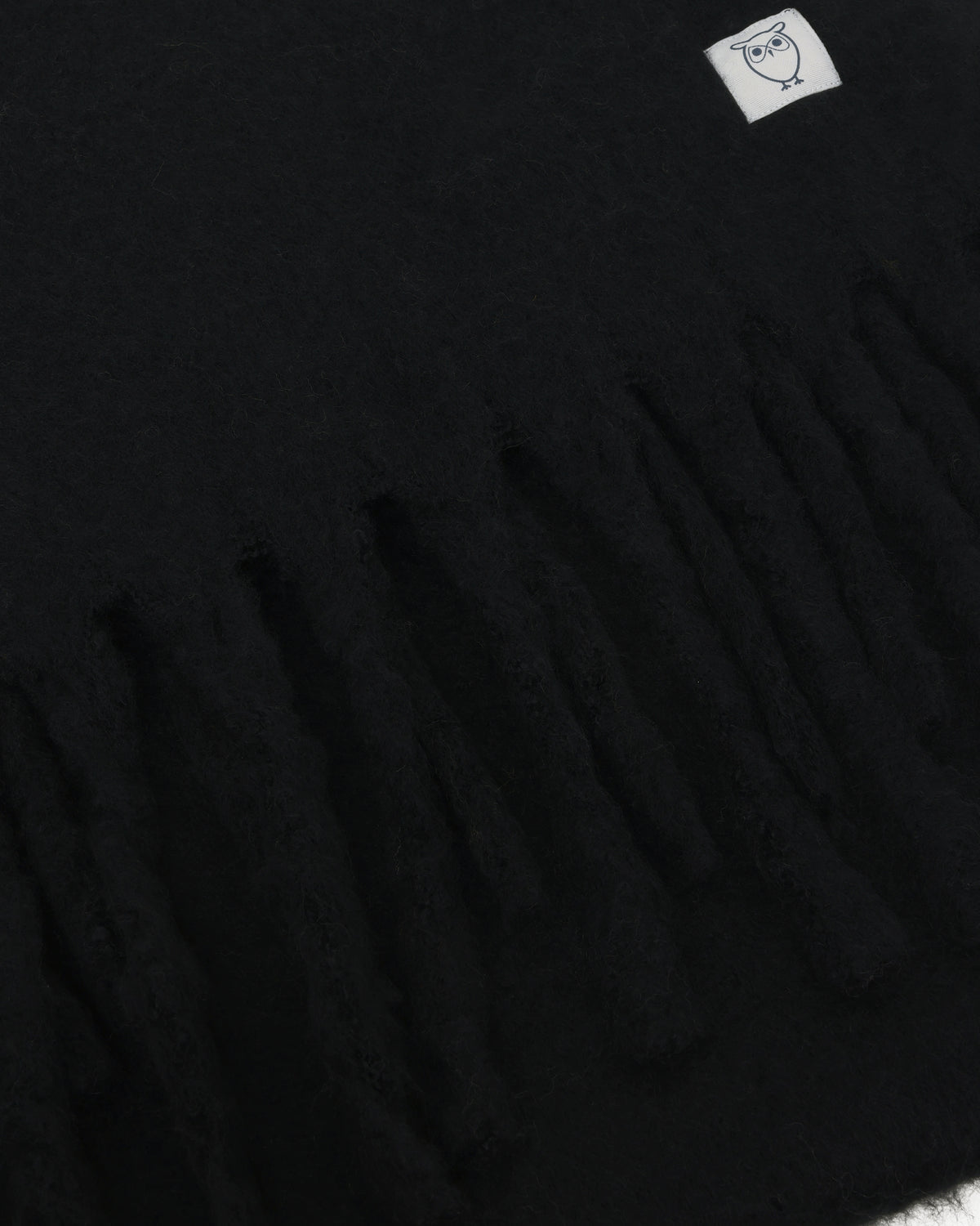 KnowledgeCotton Apparel - UNI Recycled fringe scarf Scarfs 1300 Black Jet