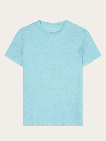 KnowledgeCotton Apparel - WMN Reg linen t-shirt T-shirts 1480 Aqua-Esque