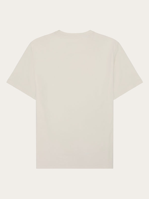 KnowledgeCotton Apparel - MEN Regenerative Organic Cotton Chest Embroidery T-Shirt GOTS T-shirts 1387 Egret