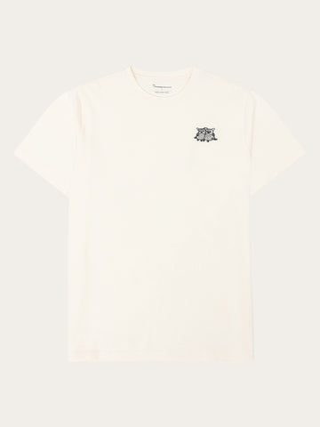 KnowledgeCotton Apparel - MEN Regenerative Organic Cotton Chest Embroidery T-Shirt GOTS T-shirts 1387 Egret