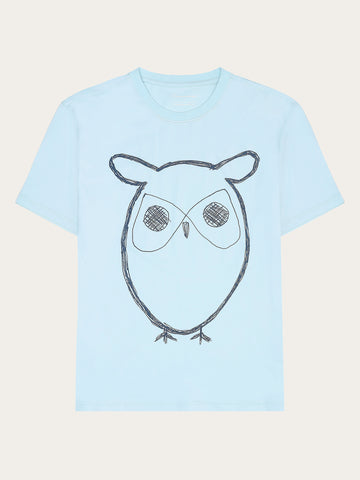 KnowledgeCotton Apparel - MEN Front print t-shirt T-shirts 1480 Aqua-Esque