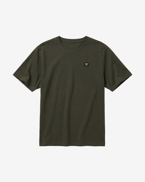 KnowledgeCotton Apparel - MEN Regular fit Badge t-shirt T-shirts 1090 Forest Night