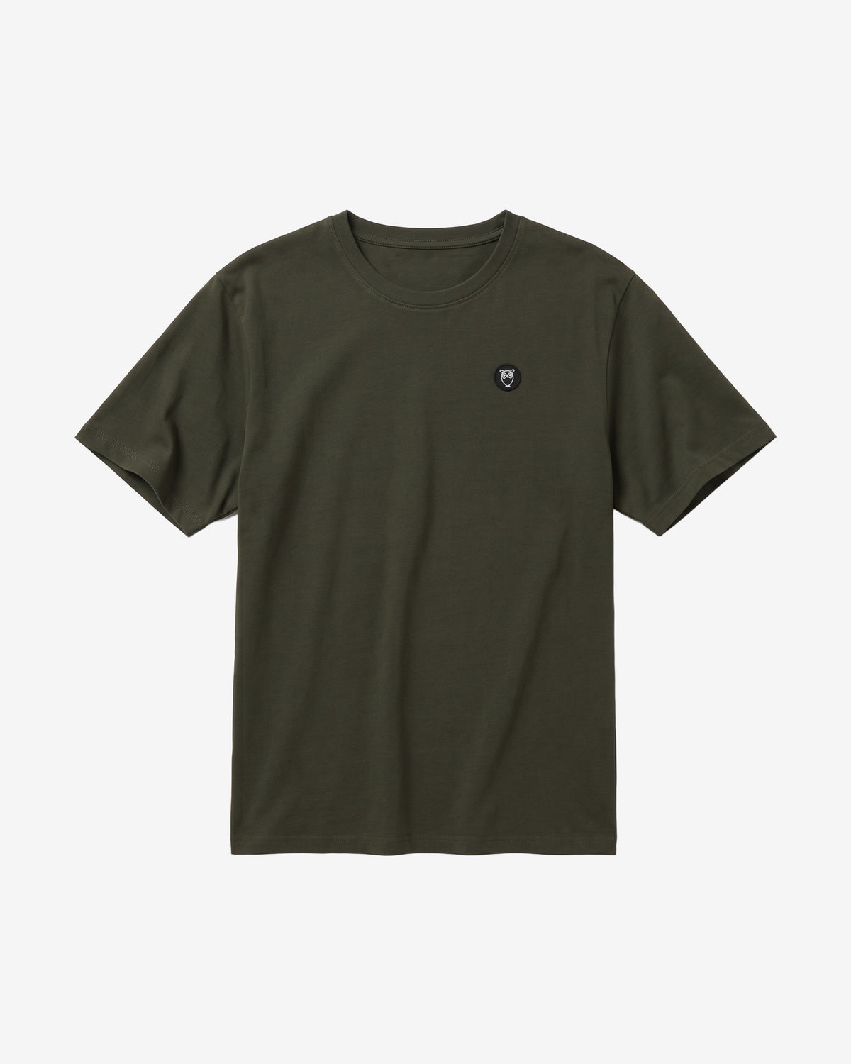 KnowledgeCotton Apparel - MEN Regular fit Badge t-shirt T-shirts 1090 Forest Night