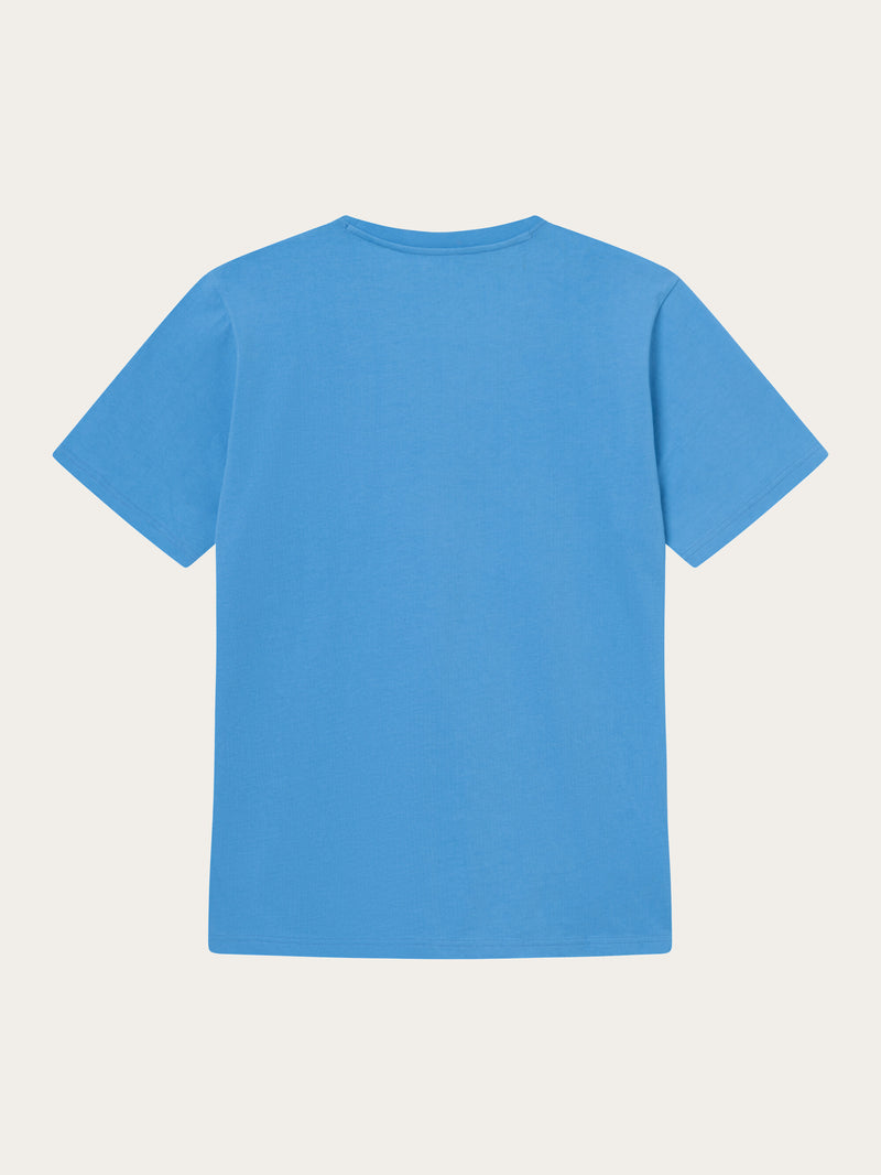 KnowledgeCotton Apparel - MEN Regular fit Badge t-shirt T-shirts 1393 Azure Blue