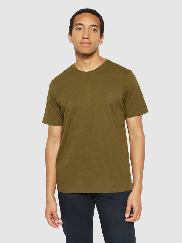 KnowledgeCotton Apparel - MEN Regular fit Basic tee T-shirts 1100 Dark Olive