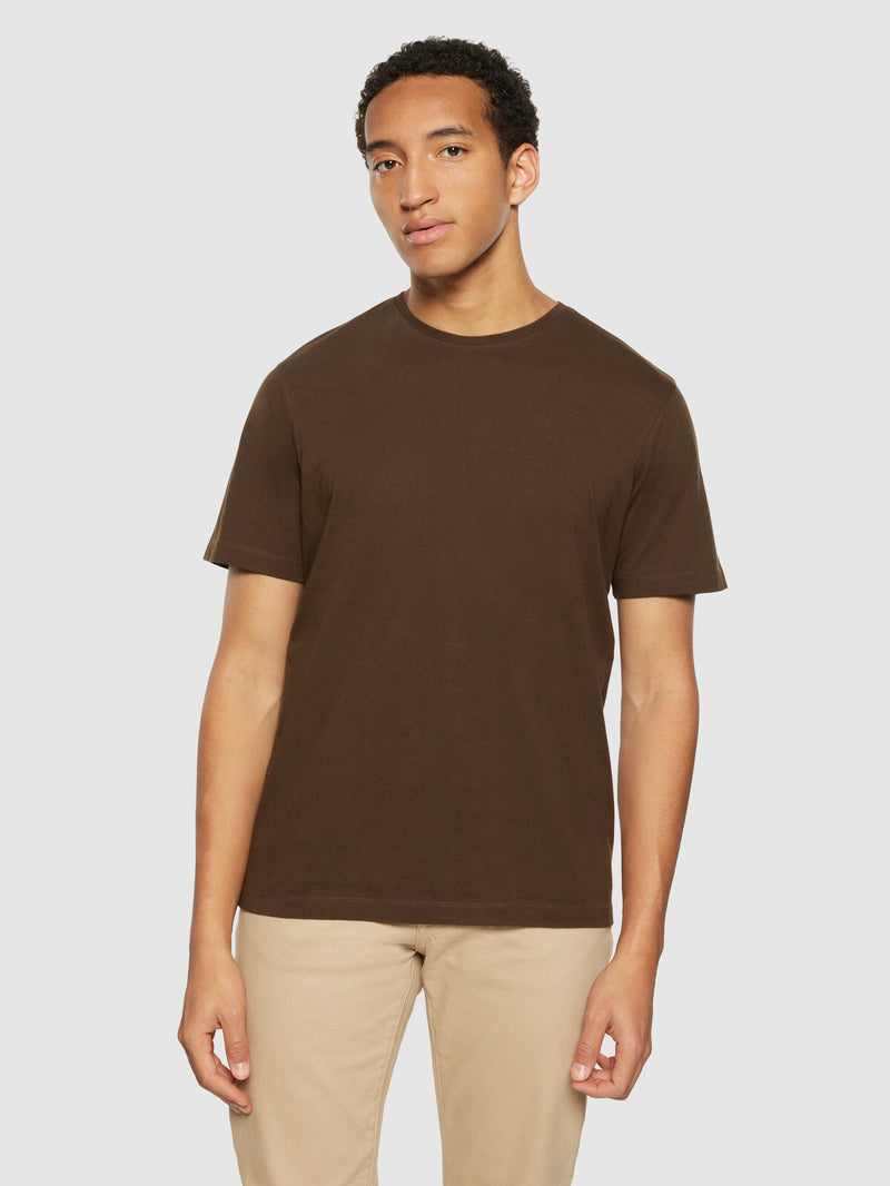 KnowledgeCotton Apparel - MEN Regular fit Basic tee T-shirts 1243 Demitasse (brown)