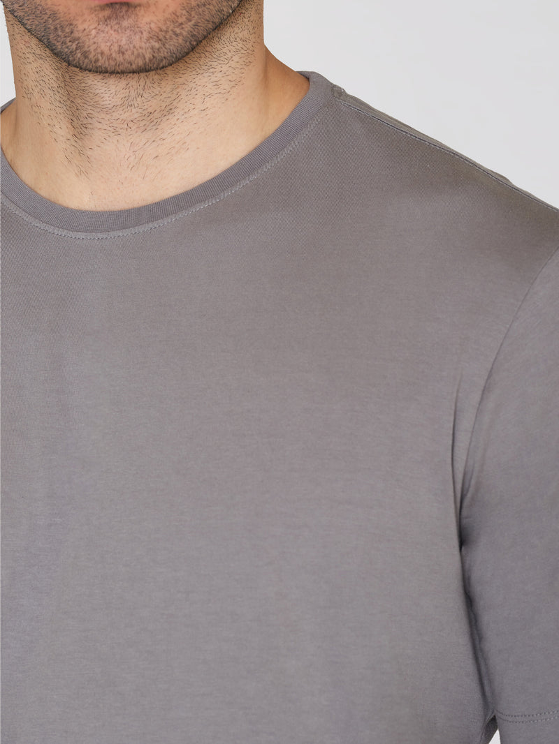 KnowledgeCotton Apparel - MEN Regular fit Basic tee T-shirts 1401 Sharkskin