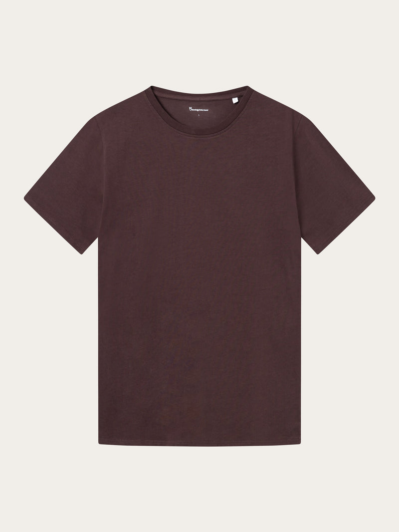 KnowledgeCotton Apparel - MEN Regular fit Basic tee T-shirts 1404 Deep Mahogany