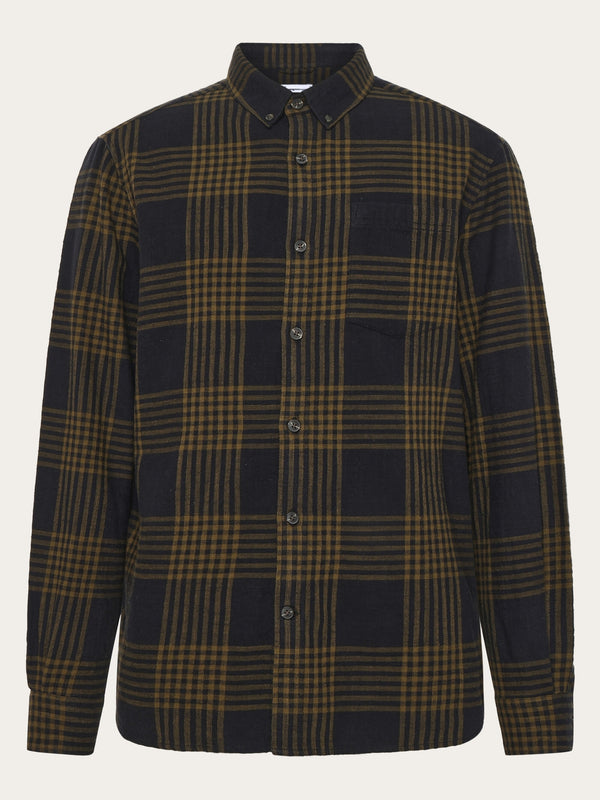 KnowledgeCotton Apparel - MEN Regular fit checkered shirt - GOTS/Vegan Shirts 7023 Green check