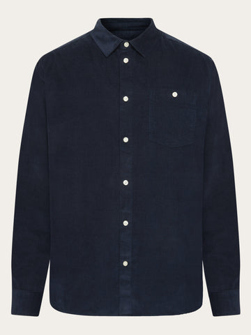 KnowledgeCotton Apparel - MEN Regular fit corduroy shirt Shirts 1001 Total Eclipse