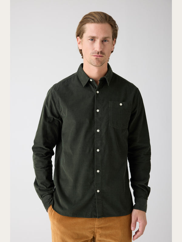 KnowledgeCotton Apparel - MEN Regular fit corduroy shirt Shirts 1090 Forrest Night