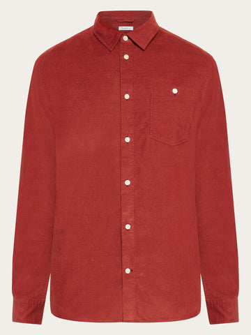 KnowledgeCotton Apparel - MEN Regular fit corduroy shirt Shirts 1478 Fired Brick