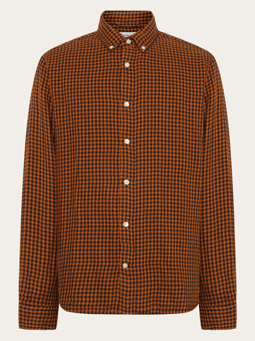 KnowledgeCotton Apparel - MEN Regular fit double layer checkered shirt Shirts 7035 Dark Brown check