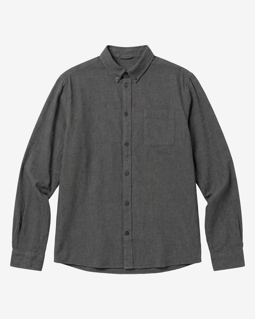 KnowledgeCotton Apparel - MEN Regular fit melangé flannel shirt Shirts 1073 Dark Grey Melange