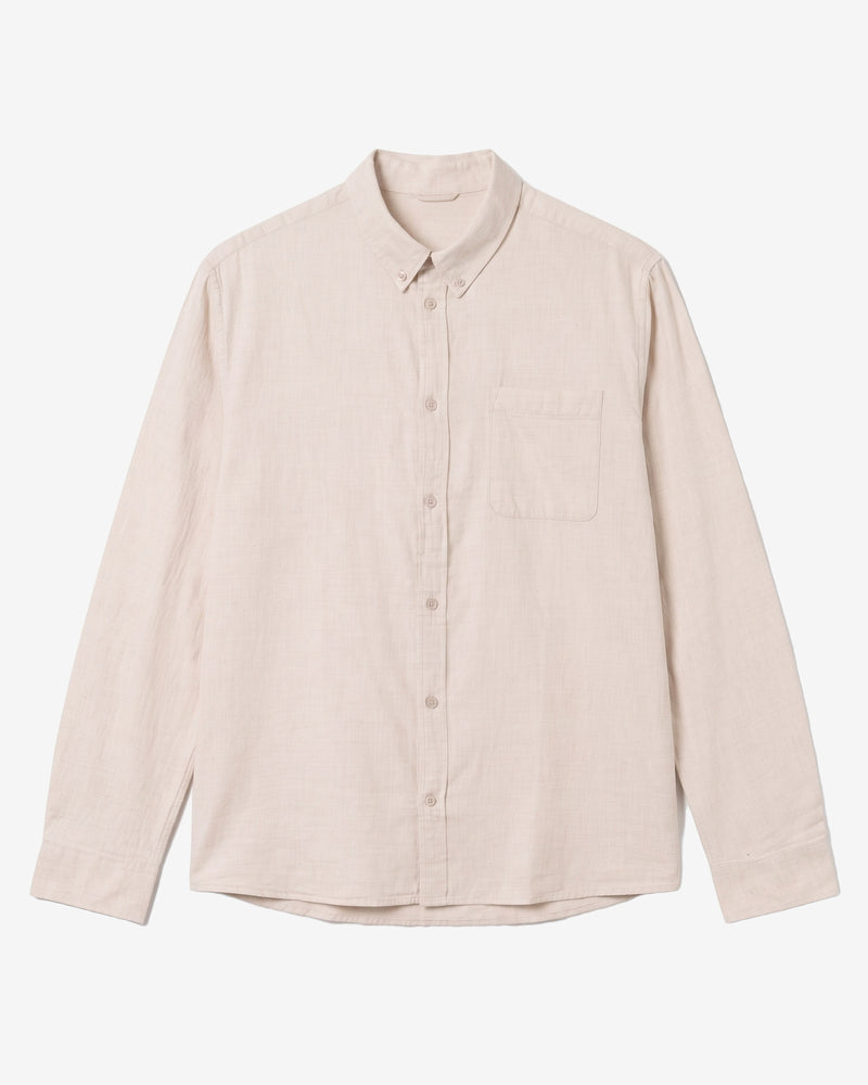 KnowledgeCotton Apparel - MEN Regular fit melangé flannel shirt Shirts 1165 Greige
