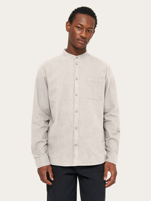KnowledgeCotton Apparel - MEN Regular fit melangé flannel stand collar shirt Shirts 1165 Greige