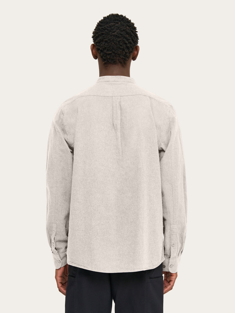 KnowledgeCotton Apparel - MEN Regular fit melangé flannel stand collar shirt Shirts 1165 Greige