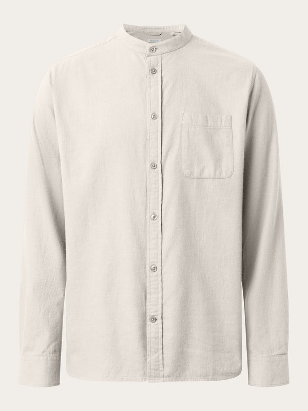 KnowledgeCotton Apparel - MEN Regular fit melangé flannel stand collar shirt Shirts 1165 Greige