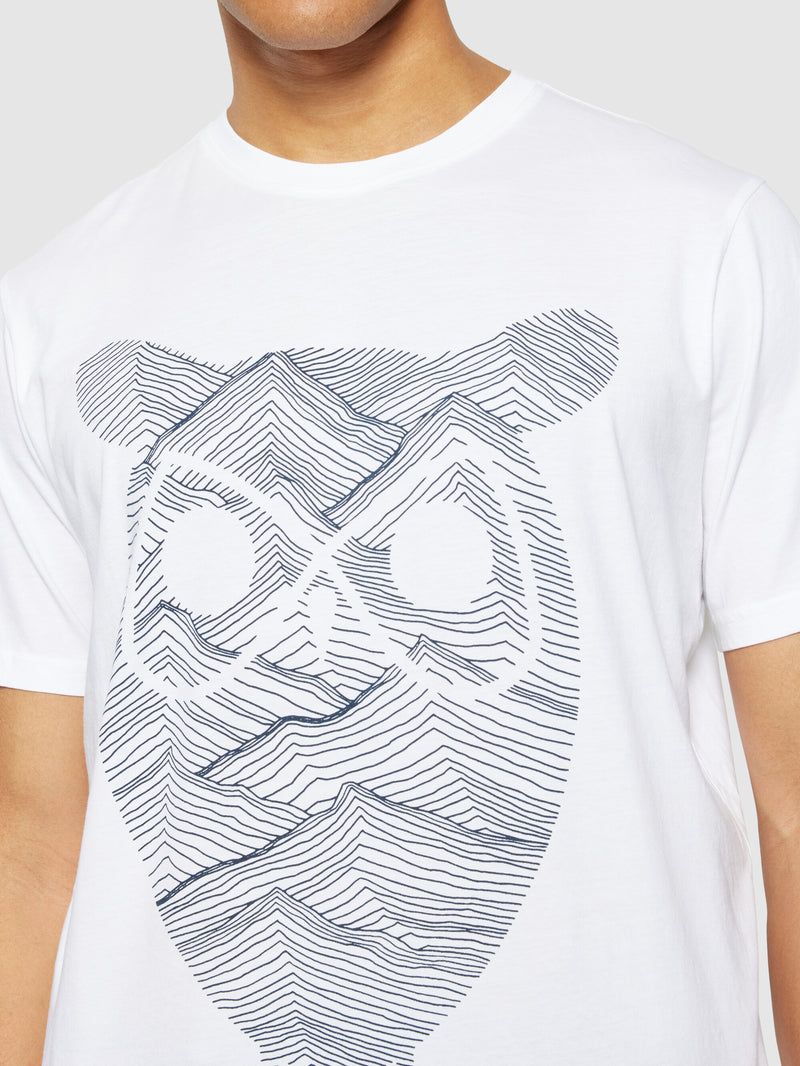 KnowledgeCotton Apparel - MEN Regular fit mountain t-shirt - Regenerative Organic Certified® - GOTS/Vegan T-shirts 1010 Bright White