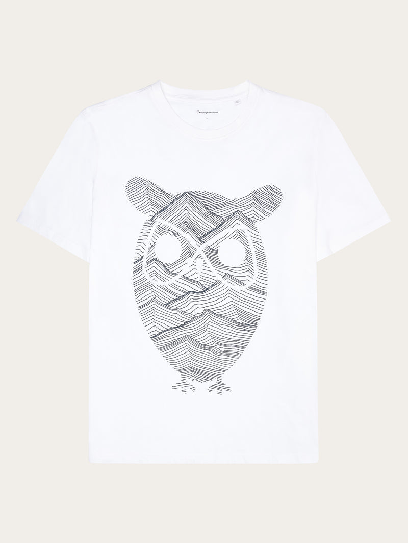 KnowledgeCotton Apparel - MEN Regular fit mountain t-shirt - Regenerative Organic Certified® - GOTS/Vegan T-shirts 1010 Bright White
