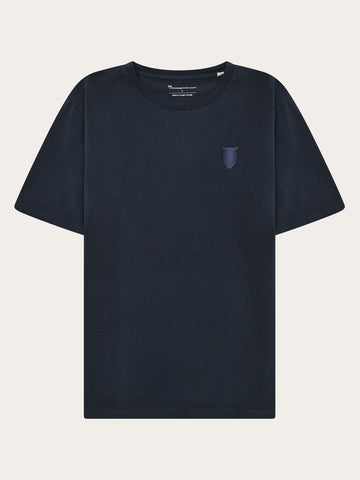 KnowledgeCotton Apparel - MEN Regular fit owl chest embroidery t-shirt T-shirts 1001 Total Eclipse