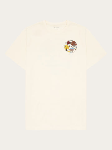 KnowledgeCotton Apparel - MEN Regular fit print t-shirt - GOTS/Vegan T-shirts 1387 Egret