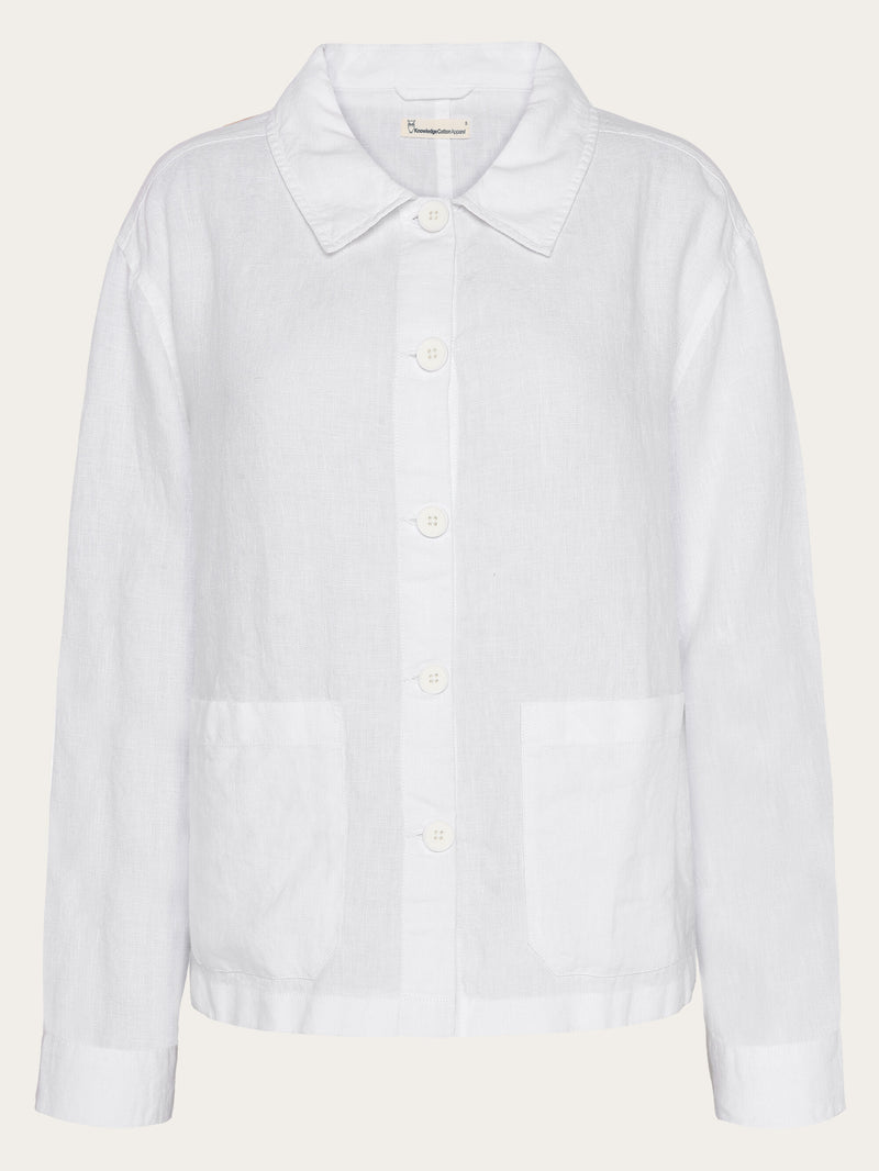 KnowledgeCotton Apparel - WMN Regular linen overshirt - GOTS/Vegan Overshirts 1010 Bright White