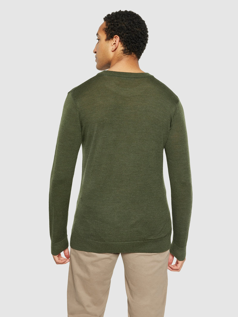 KnowledgeCotton Apparel - MEN Regular merino knit crew neck - RWS Knits 1090 Forrest Night