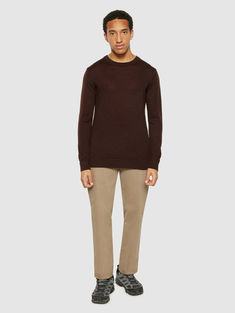 KnowledgeCotton Apparel - MEN Regular merino knit crew neck - RWS Knits 1243 Demitasse (brown)