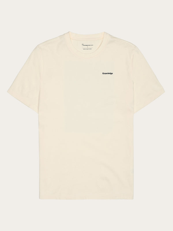 KnowledgeCotton Apparel - MEN Regular single jersey hik printed t-shirt - Regenerative Organic Certified™ - GOTS/Vegan T-shirts 1387 Egret