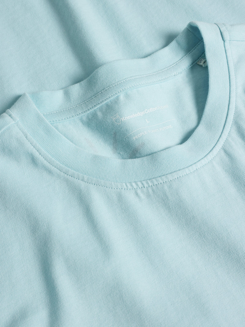 KnowledgeCotton Apparel - MEN Regular single jersey printed t-shirt - Regenerative Organic Certified™ - GOTS/Vegan T-shirts 1480 Aqua-Esque