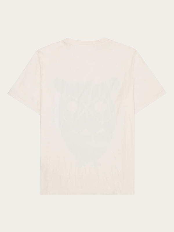 KnowledgeCotton Apparel - MEN Regular single jersey seagrass owl printed t-shirt - Regenerative Organic Certified™ - GOTS T-shirts 1387 Egret
