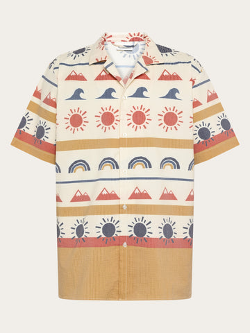 KnowledgeCotton Apparel - MEN Relaxed print short sleeve shirt Shirts 9932 Multi color AOP