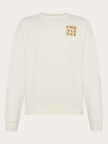 KnowledgeCotton Apparel - MEN Relaxed printed crew neck Sweats 1387 Egret