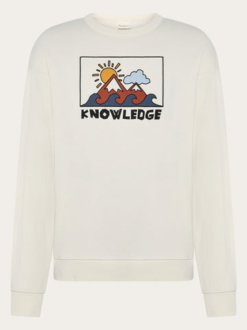 KnowledgeCotton Apparel - MEN Relaxed printed crew neck Sweats 1387 Egret