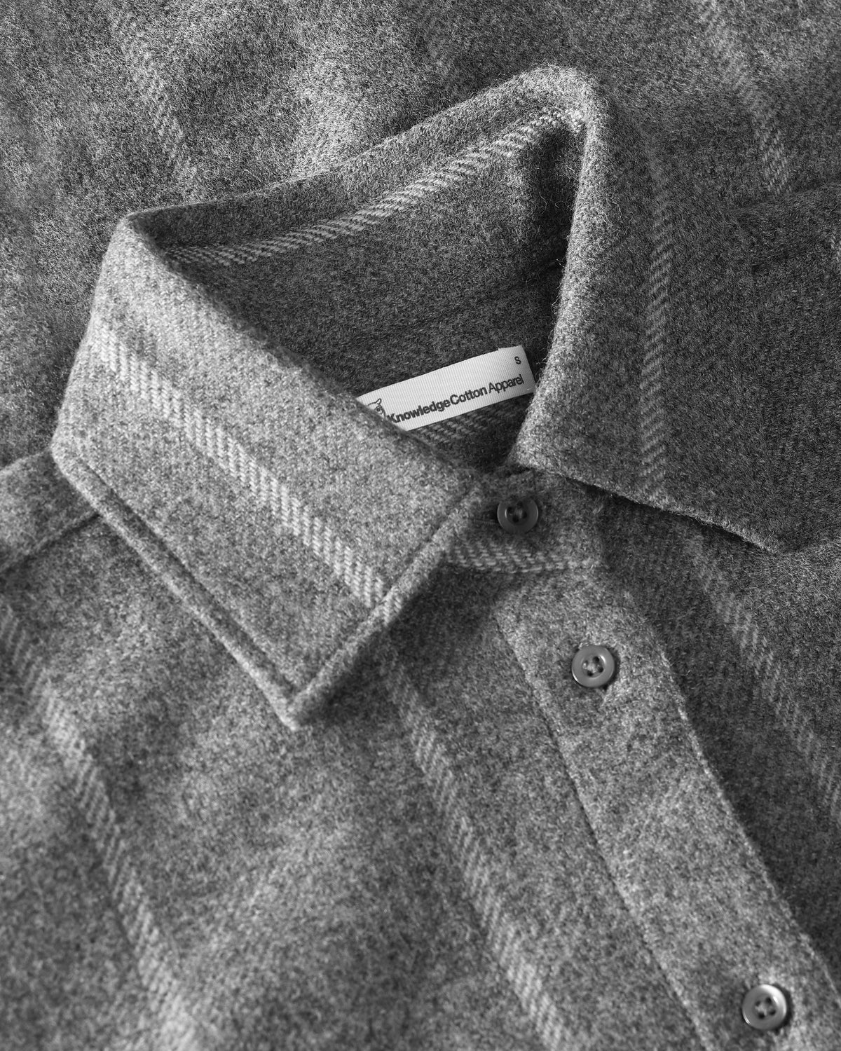 KnowledgeCotton Apparel - WMN Relaxed wool stripe shirt Shirts 8031 Grey stripe