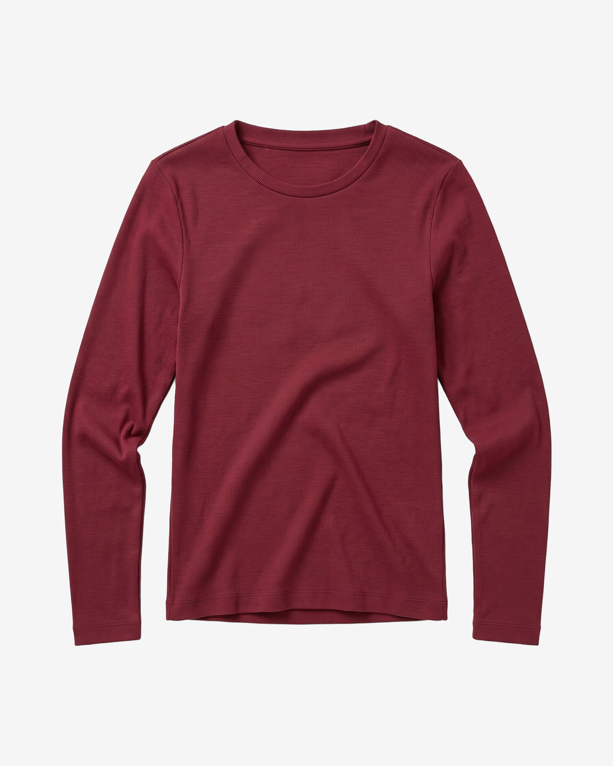 KnowledgeCotton Apparel - WMN Rib Scoop neck long sleeved Long Sleeves 1500 Burgundy