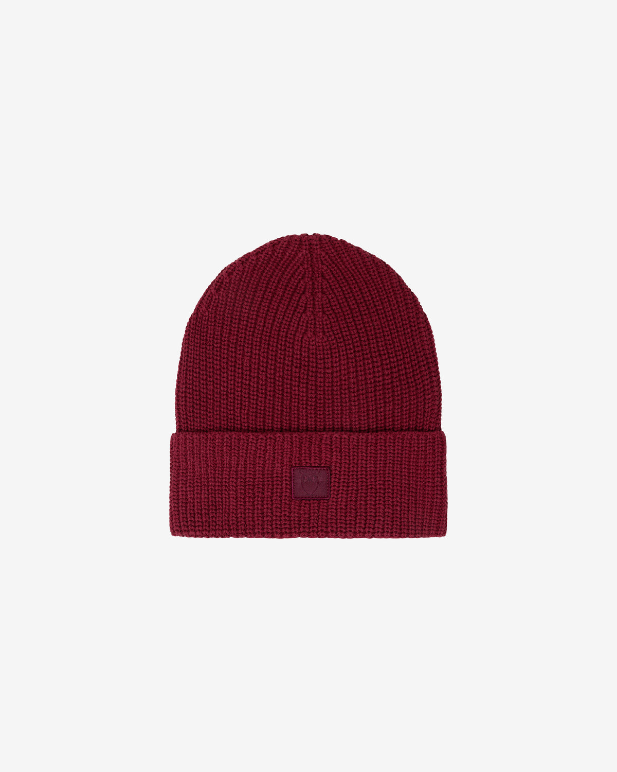 KnowledgeCotton Apparel - UNI Rib badge beanie Hats 1500 Burgundy