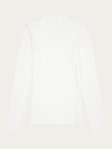 KnowledgeCotton Apparel - WMN Rib high neck LS Long Sleeves 1007 Star White